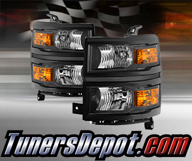 TD® Crystal Headlights (Black) - 14-15 Chevy Silverado 1500 (w/o HD Model)