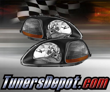TD® Crystal Headlights (Black) - 96-98 Honda Civic