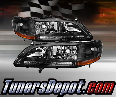 TD® Crystal Headlights (Black) - 98-02 Honda Accord