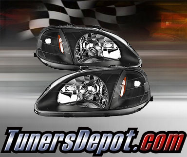 TD® Crystal Headlights (Black) - 99-00 Honda Civic
