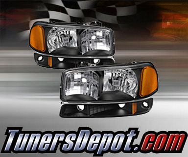 TD® Crystal Headlights + Bumper Lights Set (Black) - 99-06 GMC Sierra (Exc. Denali/C3)