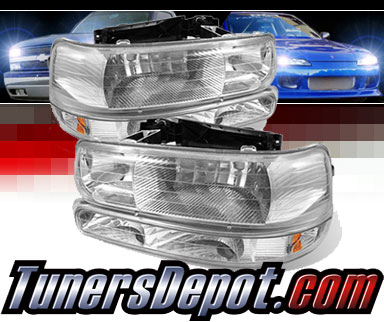 TD® Crystal Headlights + Bumper Lights Set (Chrome) - 00-06 Chevy Tahoe 1500/2500
