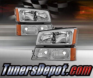 TD® Crystal Headlights + Bumper Lights Set (Chrome) - 03-06 Chevy Silverado 1500/2500/3500