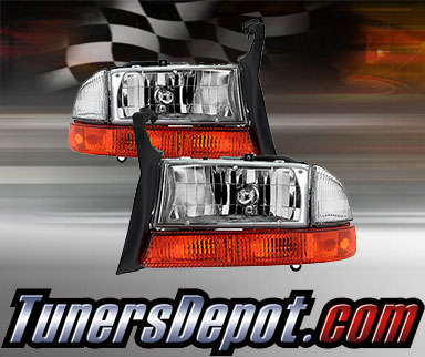 TD® Crystal Headlights + Bumper Lights Set (Chrome) - 97-04 Dodge Dakota