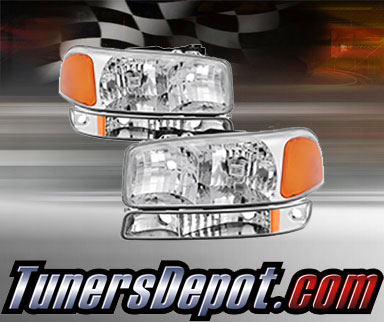 TD® Crystal Headlights + Bumper Lights Set (Chrome) - 99-06 GMC Sierra (Exc. Denali/C3)