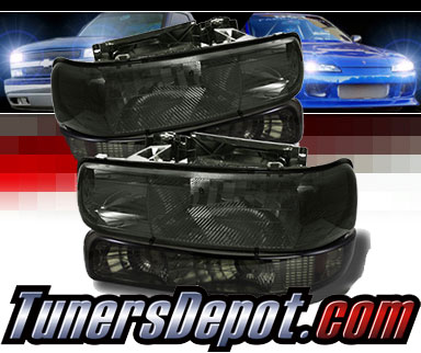TD® Crystal Headlights + Bumper Lights Set (Smoke) - 00-06 Chevy Suburban 1500/2500