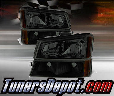 TD® Crystal Headlights + Bumper Lights Set (Smoke) - 03-07 Chevy Silverado 1500HD