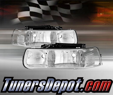 TD® Crystal Headlights (Chrome) - 01-02 Chevy Silverado 3500