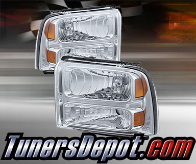 TD® Crystal Headlights (Chrome) - 05-07 Ford F-250 F250 Super Duty