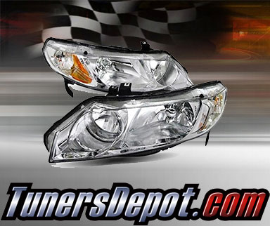 TD® Crystal Headlights (Chrome) - 06-11 Honda Civic 4dr