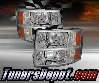 TD® Crystal Headlights (Chrome) - 07-13 Chevy Silverado 1500