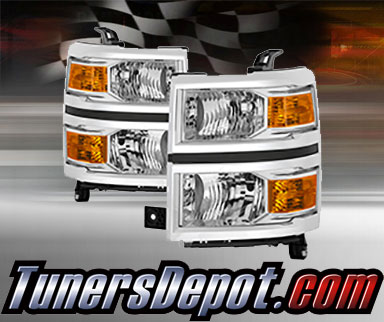 TD® Crystal Headlights (Chrome) - 14-15 Chevy Silverado 1500 (w/o HD Model)