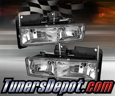 TD® Crystal Headlights (Chrome) - 92-99 GMC Yukon