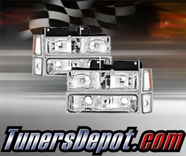 TD® Crystal Headlights + Corner + Bumper Light Set (Chrome) - 94-98 Chevy Pickup Full Size