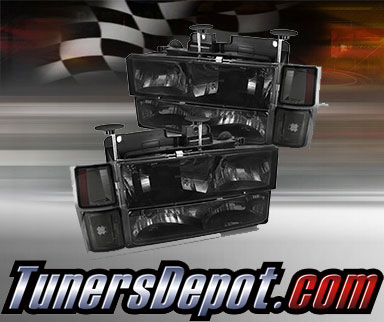 TD® Crystal Headlights + Corner + Bumper Light Set (Smoke) - 95-99 Chevy Tahoe