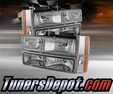 TD® Crystal Headlights + Corner + Bumper Lights Set (Chrome) - 88-93 Chevy Blazer