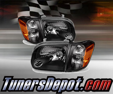 TD® Crystal Headlights + Corner Lights Set (Black) - 05-07 Toyota Sequoia