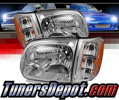 TD® Crystal Headlights + Corner Lights Set (Chrome) - 05-06 Toyota Tundra 4dr Double Cab