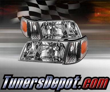 TD® Crystal Headlights + Corner Lights Set (Chrome) - 98-11 Ford Crown Victoria