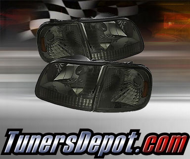 TD® Crystal Headlights + Corner Lights Set (Smoke) - 98-02 Ford Expedition