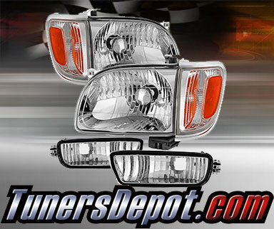 TD® Crystal Headlights + Corner + Side Marker Lights Set (Chrome) - 01-04 Toyota Tacoma