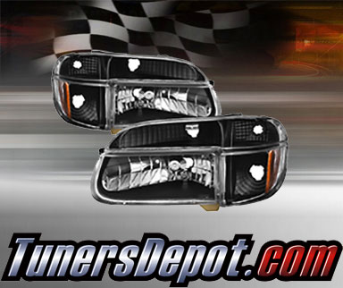 TD® Crystal Headlights + Corner Signal Lights Set (Black) - 95-01 Ford Explorer