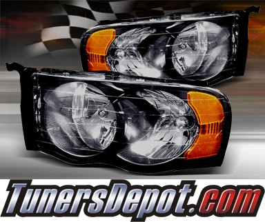 TD® Crystal Headlights (Smoke) - 02-05 Dodge Ram 1500 Pickup (w/ Amber Reflector)