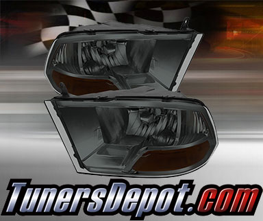 TD® Crystal Headlights (Smoke) - 09-12 Dodge Ram Pickup 1500 (w/o Quad Headlights)