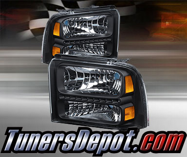 TD® DRL LED Crystal Headlights (Black) - 05-07 Ford F-350 F350 Super Duty