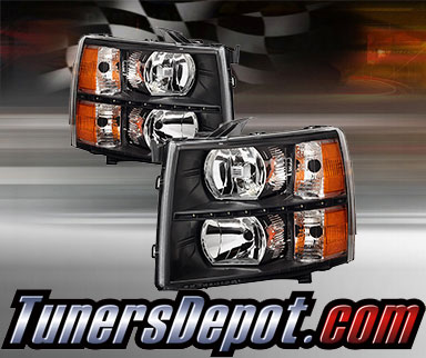 TD® DRL LED Crystal Headlights (Black) - 07-13 Chevy Silverado 1500