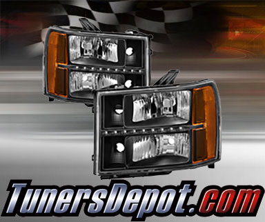 TD® DRL LED Crystal Headlights (Black) - 07-13 GMC Sierra