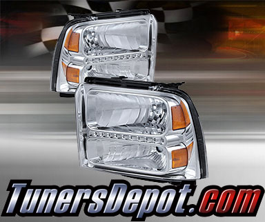 TD® DRL LED Crystal Headlights (Chrome) - 05-07 Ford F-250 F250 Super Duty