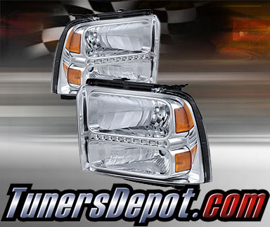 TD® DRL LED Crystal Headlights (Chrome) - 05-07 Ford F-350 F350 Super Duty