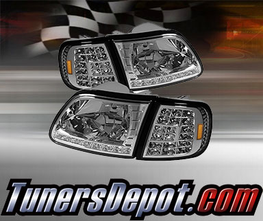 TD® DRL LED Crystal Headlights + LED Corner Lights Set (Chrome) - 98-03 Ford F-150 F150