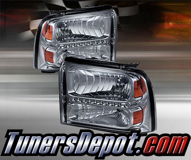 TD® DRL LED Crystal Headlights (Smoke) - 05-07 Ford F-350 F350 Super Duty