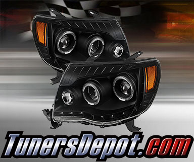 TD® DRL LED Halo Projector Headlights (Black) - 05-11 Toyota Tacoma