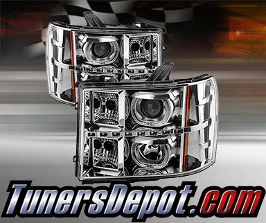 TD® DRL LED Halo Projector Headlights (Chrome) - 07-13 GMC Sierra 1500/2500/3500