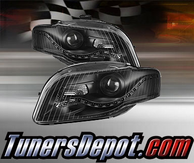 TD® DRL LED Projector Headlights (Black) - 06-08 Audi A4 (Exc. Convertible)