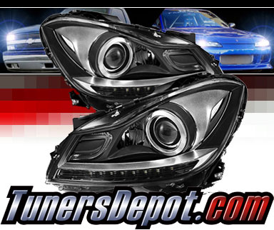 TD® DRL LED Projector Headlights (Black) - 12-15 Mercedes Benz C250 2dr W204
