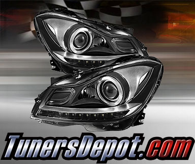 TD® DRL LED Projector Headlights (Chrome) - 12-14 Mercedes Benz C300 4dr W204