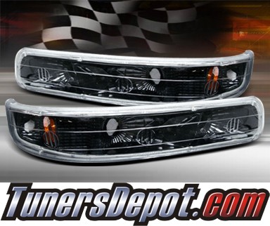 TD® Front Bumper Signal Lights (JDM Black) - 00-06 Chevy Suburban w/ Amber Reflector