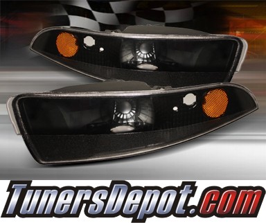 TD® Front Bumper Signal Lights (JDM Black) - 93-02 Chevy Camaro w/ Amber Reflector