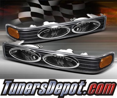 TD® Front Bumper Signal Lights (JDM Black) - 98-04 Chevy S10 S-10 Blazer w/ Amber Reflector