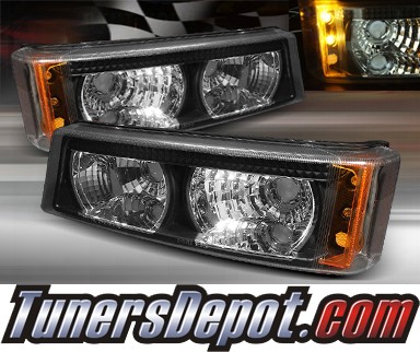 TD® LED Front Bumper Signal Lights (JDM Black) - 03-06 Chevy Silverado w/ Amber Reflector