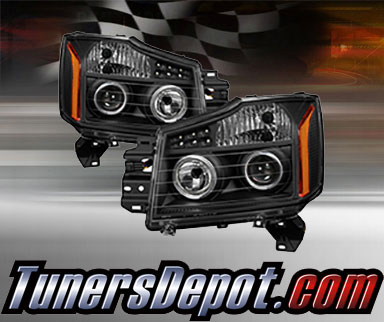 TD® LED Halo Projector Headlights (Black) - 04-15 Nissan Titan