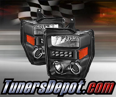 TD® LED Halo Projector Headlights (Black) - 08-10 Ford F-450 F450 Super Duty