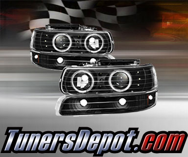 TD® LED Halo Projector Headlights + Bumper Lights Set (Black) - 00-06 Chevy Suburban 1500/2500