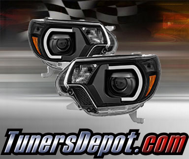 TD® Light Bar DRL Projector Headlights (Black) - 12-15 Toyota Tacoma