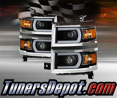 TD® Light Bar DRL Projector Headlights (Black) - 14-15 Chevy Silverado