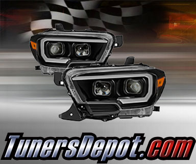 TD® Light Bar DRL Projector Headlights (Black) - 16-18 Toyota Tacoma